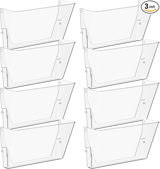 Gawerk Clear Acrylic Single Pocket, Plastic Hanging Wall Mount File Holder by Gawerk