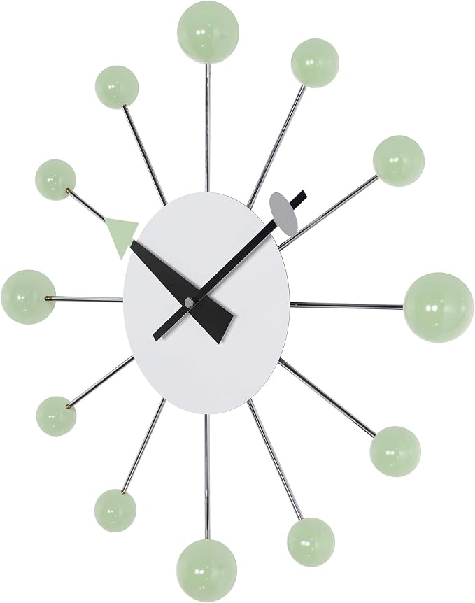 Infinity Instruments Orb Spoke Starburst Wall Clock, Mint Green - Image 4