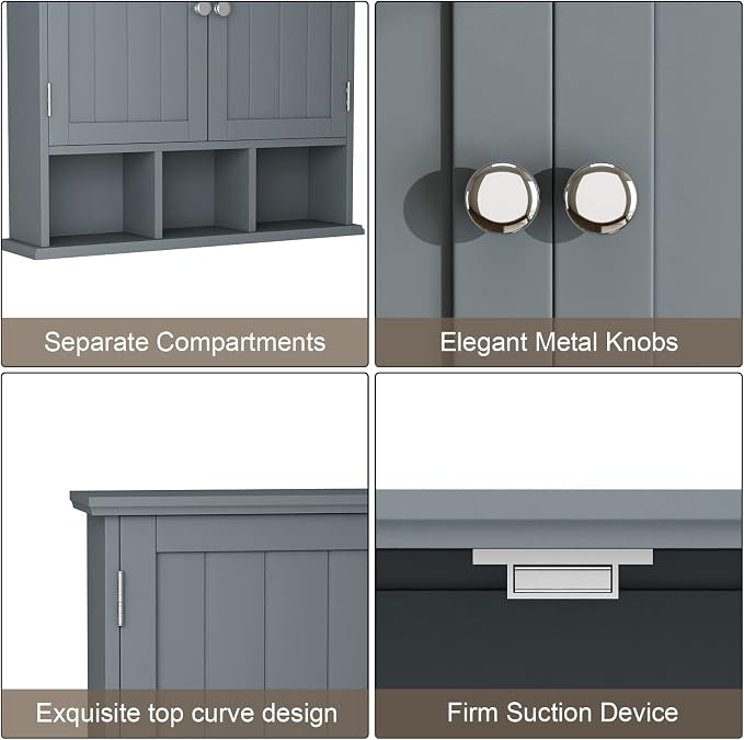 ChooChoo Bathroom Cabinet Wall Mounted 2-Door - Image 5