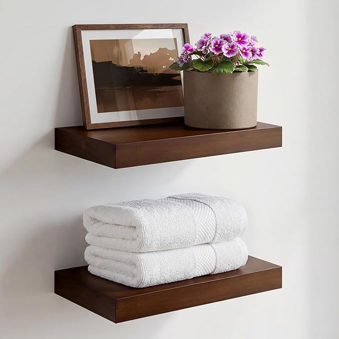 Homeforia Walnut 12 inch Floating Shelf, High End Solid Real Wood Small 12inch by Homeforia