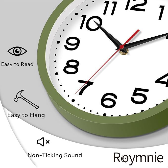 Roymnie Wall Clock Silent Non-Ticking Modern Clock Battery Operated 8 Inch - Image 7