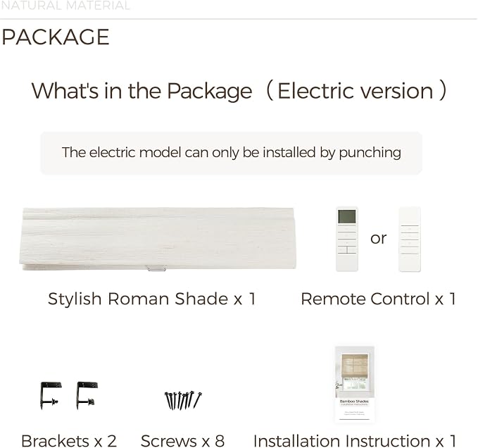 TWOPAGES Natural Woven Motorized Roman Shades, Custom Remote Control Bamboo - Image 7