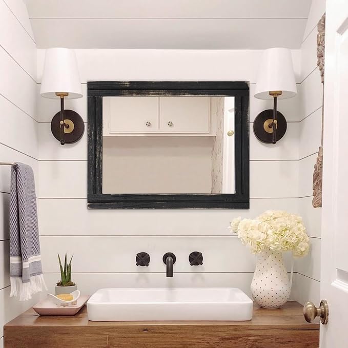 AAZZKANG Wall Mounted Mirror Small Rectangular Retro Mirrors - Image 7