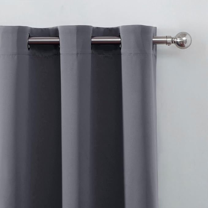 LEMOMO Blackout Curtains 40 x 63 inch/Grey Curtains Set of 2 Panels/Thermal - Image 7