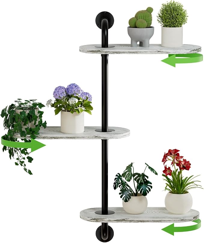 Rotating Window Plant Shelves 3-Tier, Wooden Window Shelf - Image 8