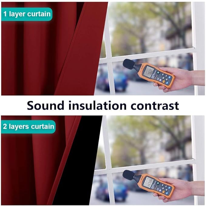 NICETOWN Full Shade Curtain Panels, 70 x 72 inch, Burgundy Red, Pair of Energy - Image 3