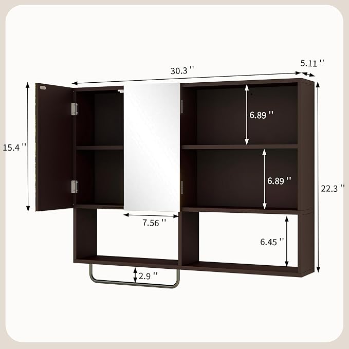 Medicine Cabinet, Wooden Bathroom Wall Cabinet - Image 2