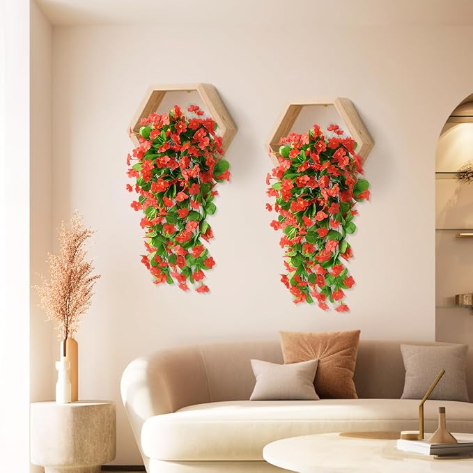 ZFProcess 2PCS Artificial Hanging Flowers, Fake Hanging Plants Violet Vines UV - Image 2