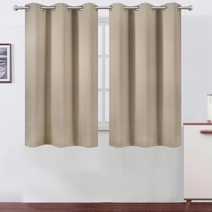 LEMOMO Khaki Blackout Curtains/38 x 54 Inch/Set of Two Panels Grommet Living by Lemomo