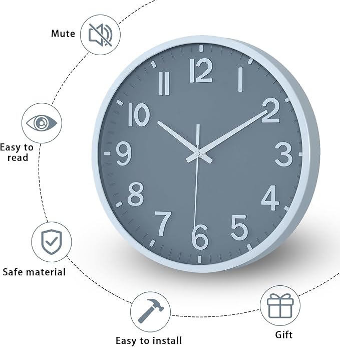 Wall Clocks Battery Operated 12 inch Modern Wall Clock, Silent Non Ticking Wall - Image 4