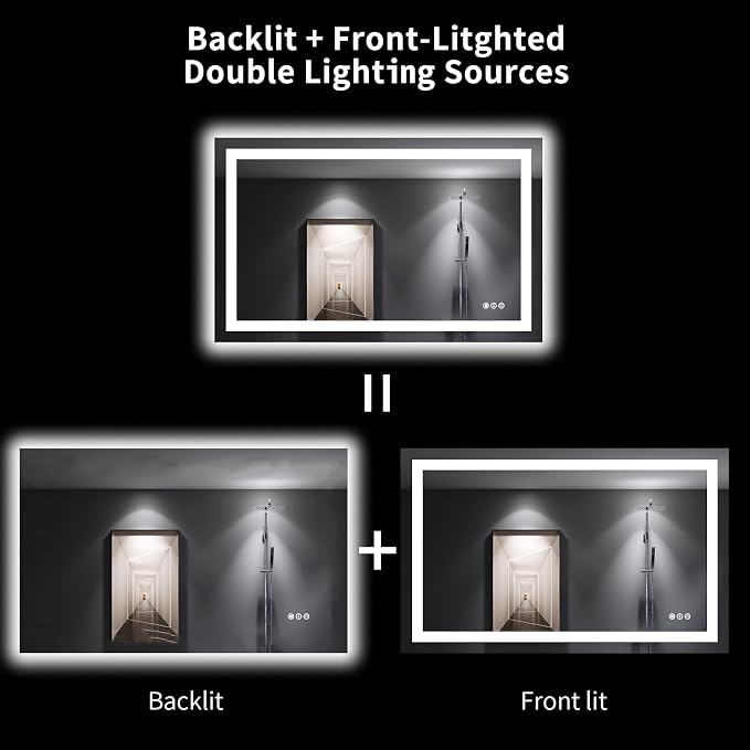 LOAAO 48"X30" LED Bathroom Mirror - Image 6