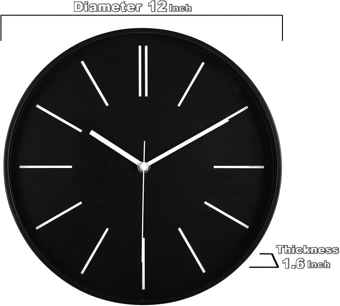 zyzamay Modern 12 Inch Round 3D Wall Clock, Silent Quartz Battery Operated - Image 3
