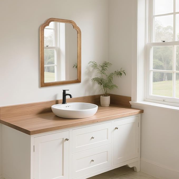 Wood Bathroom Mirror for Wall, 24 x 16 Inch Decorative Wall Mirror - Image 9