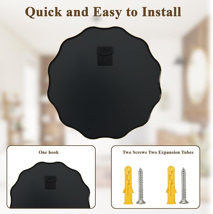VooBang Gold Scalloped Circle Mirror, Hanging Leaning - Image 6