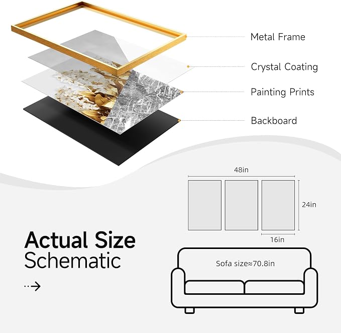 Framed Modern Luxury Gold Wall Art, Pictures - Image 7