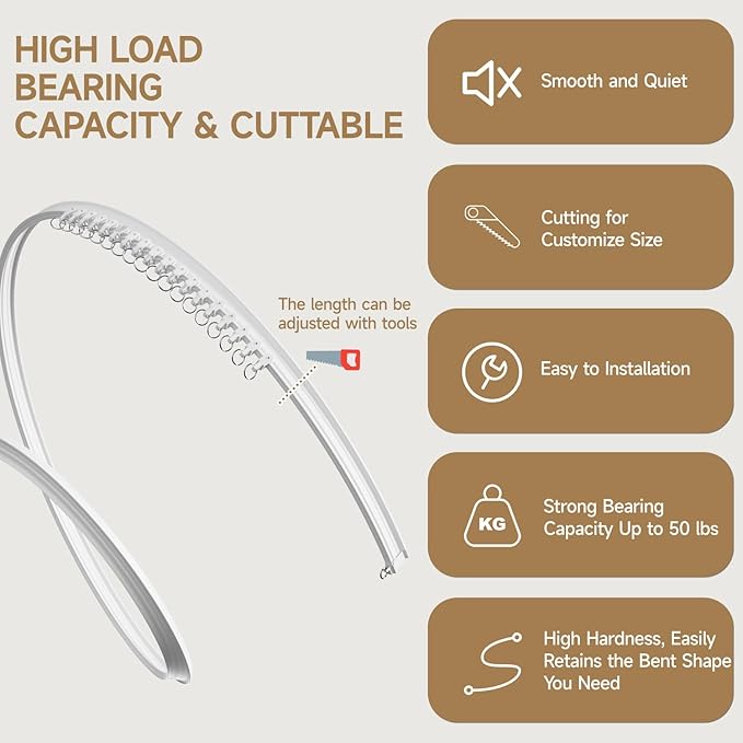 Room Divider Ceiling Curtains W/Flexible Track Sets, inch Extra Long Blackout - Image 5