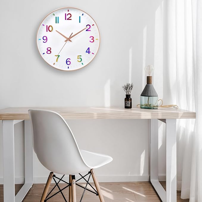 HZDHCLH Kid Wall Clocks Battery Operated, 12 inch Silent Non Ticking Modern - Image 2