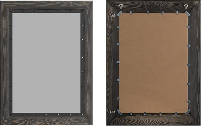YOSHOOT Rustic Wooden Framed Wall Mirror, 32x24 Inch, Natural Wood and Iron - Image 3