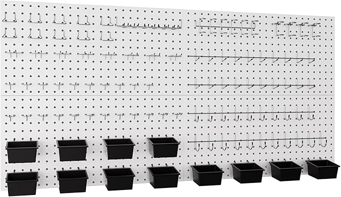 INCLY 158PCS Metal Pegboard Wall Organizer, 48x24 Inch White Pegboard Panels by INCLY