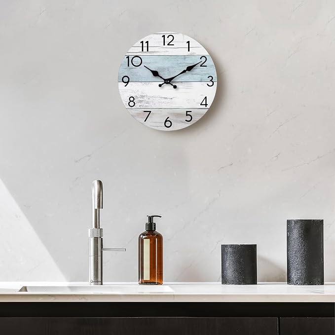 KECYET Wall Clock Silent Non-Ticking Wooden Clocks Battery Operated 10 Inch - Image 5