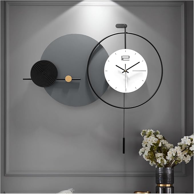 Large Modern Wall Clock for Living Room, Decorative Silent Battery Operated by HEBOIXHOMEDECOR