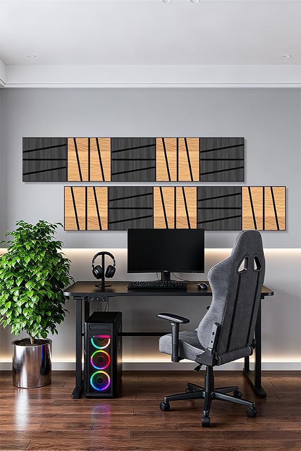 WoveN SounD Artisan Acoustic Wall Panels, 16 Pack 12x12 Inch, PVC Wood Grain - Image 9