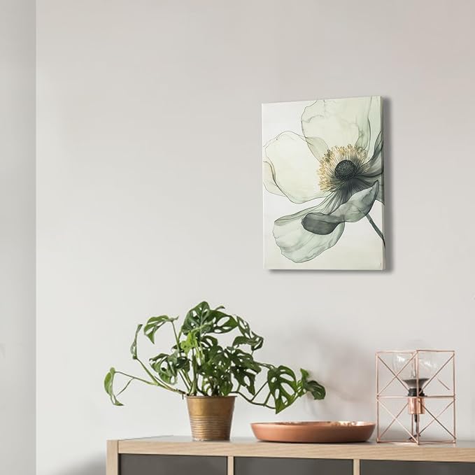 Sage Green Wall Art, flower pictures wall decor, Minimalist Modern Gold Green - Image 5