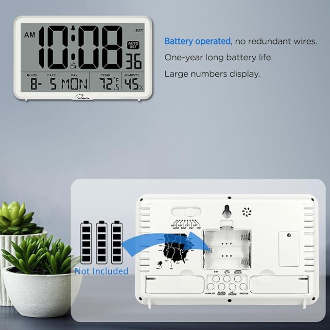 WallarGe Auto Set Digital Wall Clock Battery Operated, Desk Clocks - Image 4