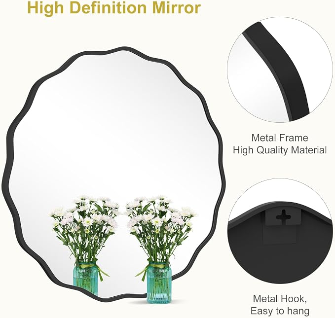 WallBeyond Round Wavy Mirror for Wall Decorative 32 inch, Modern Round Mirror - Image 5