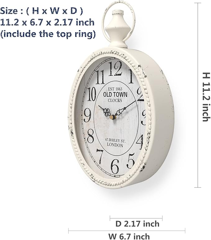 Menterry Small Retro Oval Wall Clock, Antique Old Design, Battery Operated - Image 2