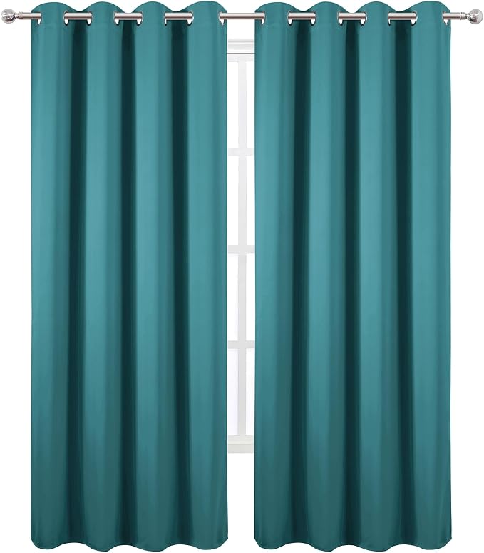 LEMOMO Blackout Curtains 52 x 120 Inch Long Sea Teal Curtains Set of 2 Panels - Image 2