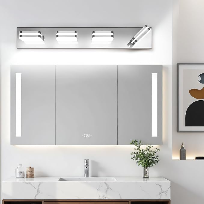 360° Rotate LED Bathroom Vanity Light Fixtures, 1600LM Acrylic Chrome Vanity - Image 8