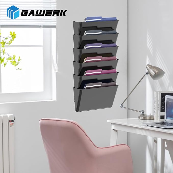 Gawerk Clear Acrylic Single Pocket, Plastic Hanging Wall Mount File Holder - Image 7