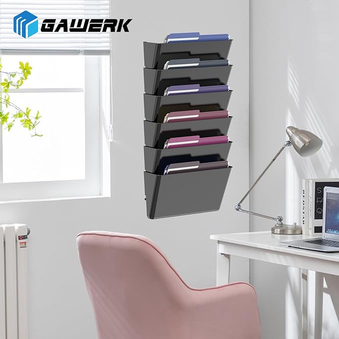 Gawerk Clear Acrylic Single Pocket, Plastic Hanging Wall Mount File Holder - Image 7