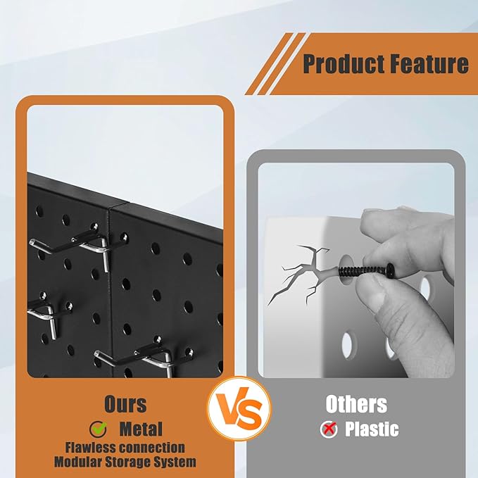 PBHEPJ 4 Pcs Metal Pegboard Panels, Heavy Duty Peg Boards - Image 7