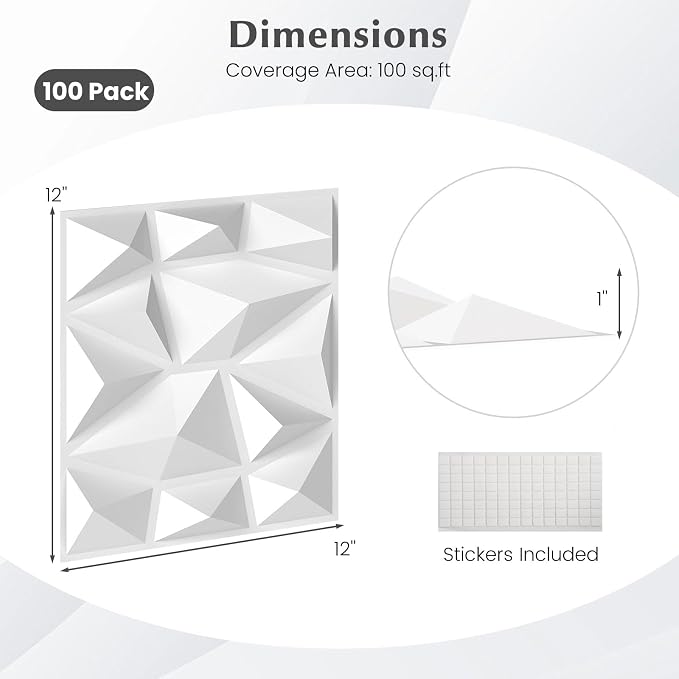 Giantex 100 Pack 3D Wall Panels, Lightweight Waterproof, DIY Cut & Paint - Image 7