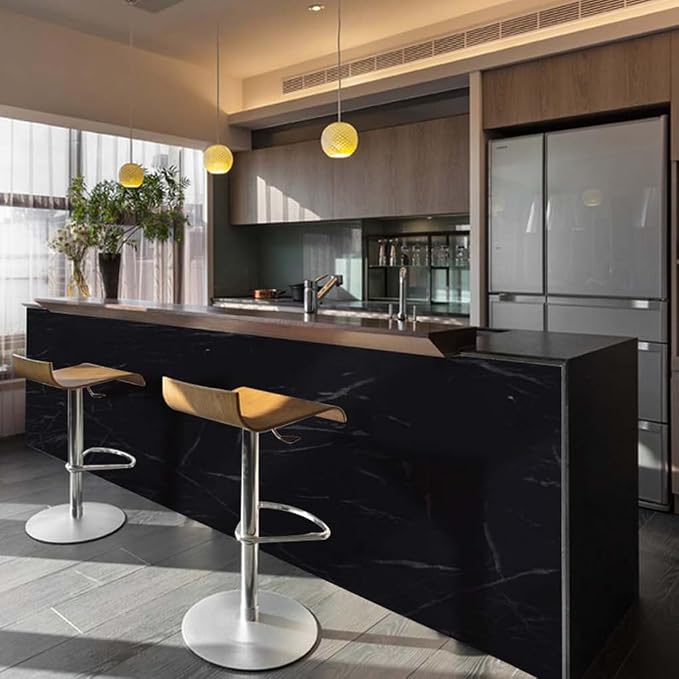 Arthome Black Marble, 35.4x120 Inches Peel and Stick Wallpaper, Marble Contact - Image 2
