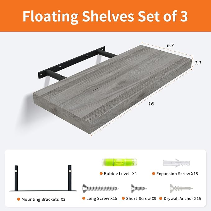 Upassion Floating Shelves for Wall Set of 3, Frame Display Floating Shelf for - Image 2