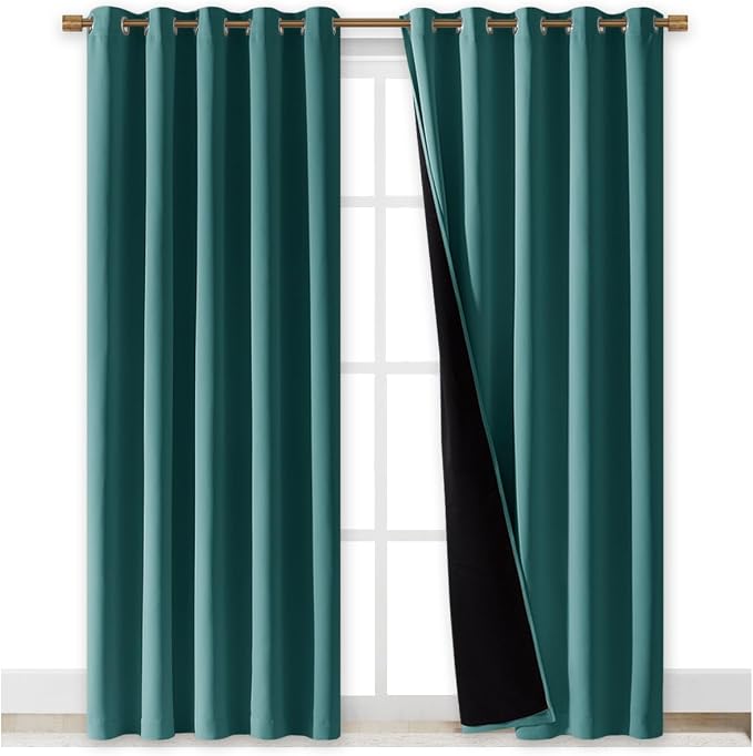 NICETOWN 100% Blackout Window Curtain Panels, Sea Teal, Cold and Full Light - Image 2