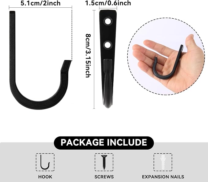 5Pcs Large Size Heavy Duty Wall Hooks, Coat Hooks, Wall Hooks - Image 2