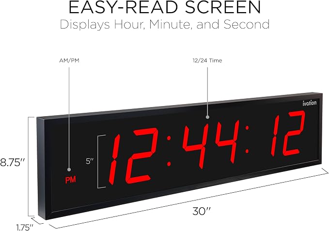 Ivation Oversized Large Digital Wall Clock - Image 2