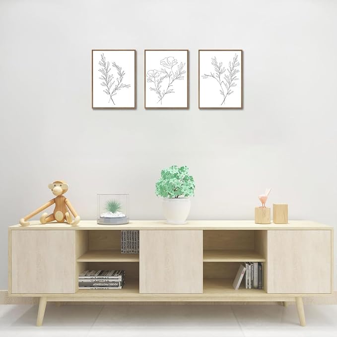 KISSFOX 3 Piece Framed Wall Art Botanical Wall Decor Floral Pictures Wildflower - Image 4