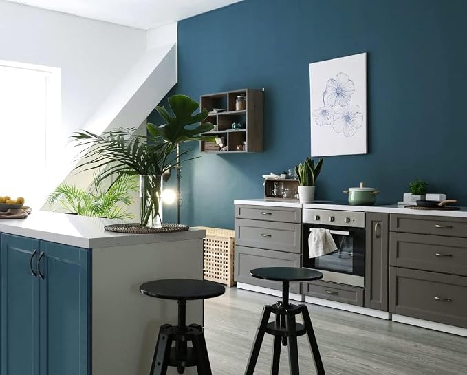 Safiyya 393"x17.7" Dark Blue Peel and Stick Wallpaper Blue Contact Paper Solid - Image 2