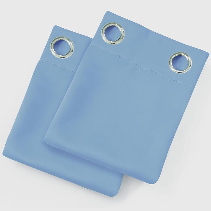 LEMOMO Sky Blue Blackout Curtains 42 x 54 Inch Length Set of 2 Panels Grommet - Image 9