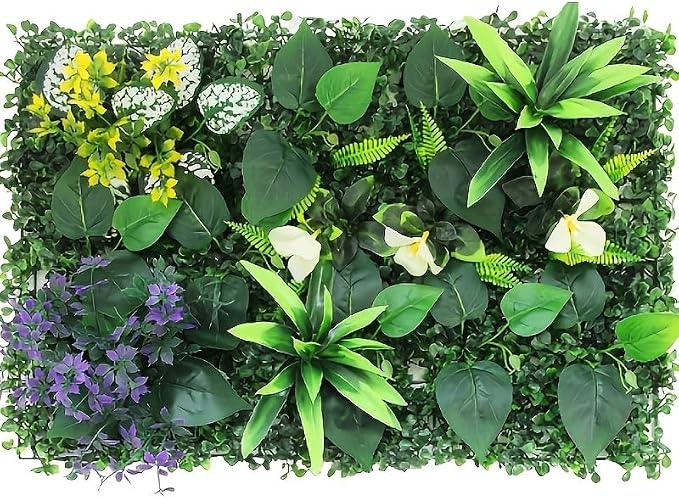 Artificial Mixed Botanical Plant Wall Panel, 24x16 in UV-Protected Faux by Unknown