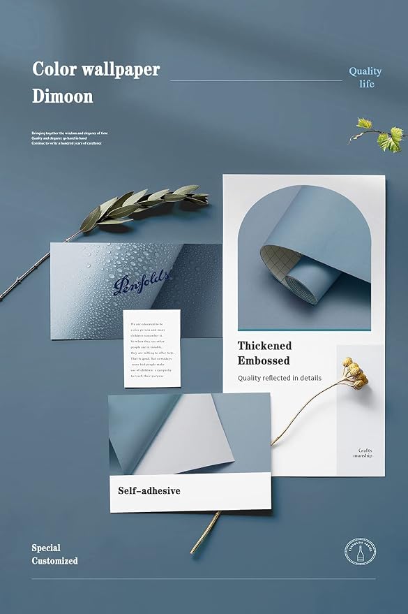Dimoon 78.7''x17.7'' Blue Peel and Stick Wallpaper Contact Paper Modern Self - Image 3