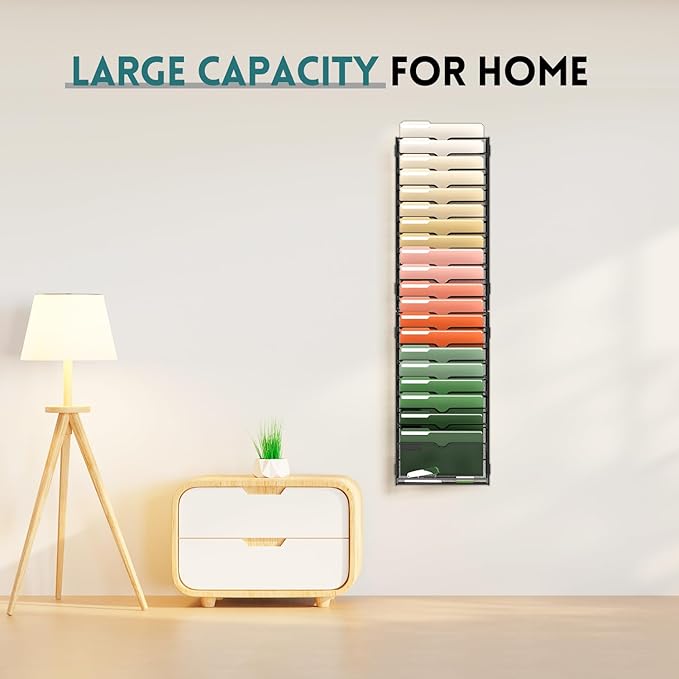 SUPEASY 21 Tier Wall File Organizer, Hanging Wall Mounted Mail Organizer - Image 2