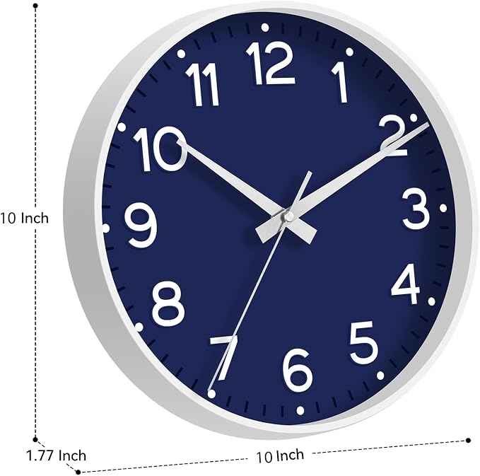 Roymnie Wall Clock, 10 Inch Silent Wall Clocks Battery Operated-Modern Non - Image 3