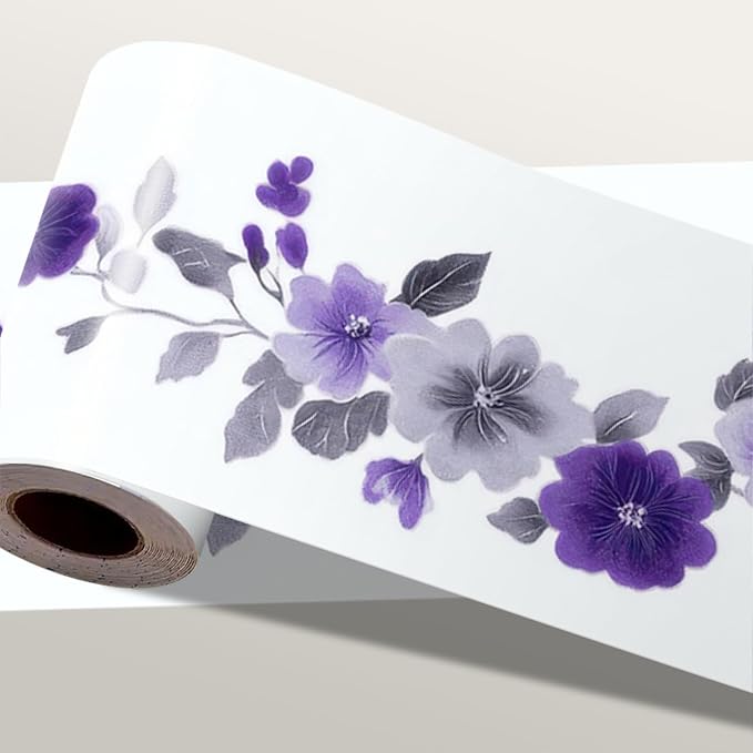 Purple Floral Wallpaper Border 196x4 Inch Peel and Stick Wall Border Self by IOHEFY