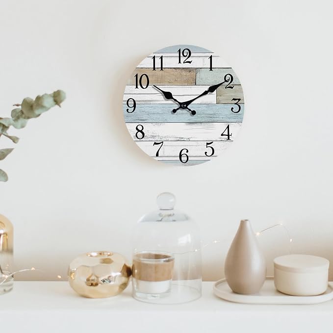 KECYET Wall Clock Battery Operated 10 Inch Silent Non Ticking Coastal Design - Image 7